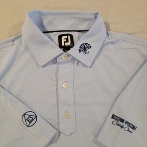Footjoy Blue Tour Collar Polo‎ Shirt Mens L Old Hickory Golf Mission Impossible